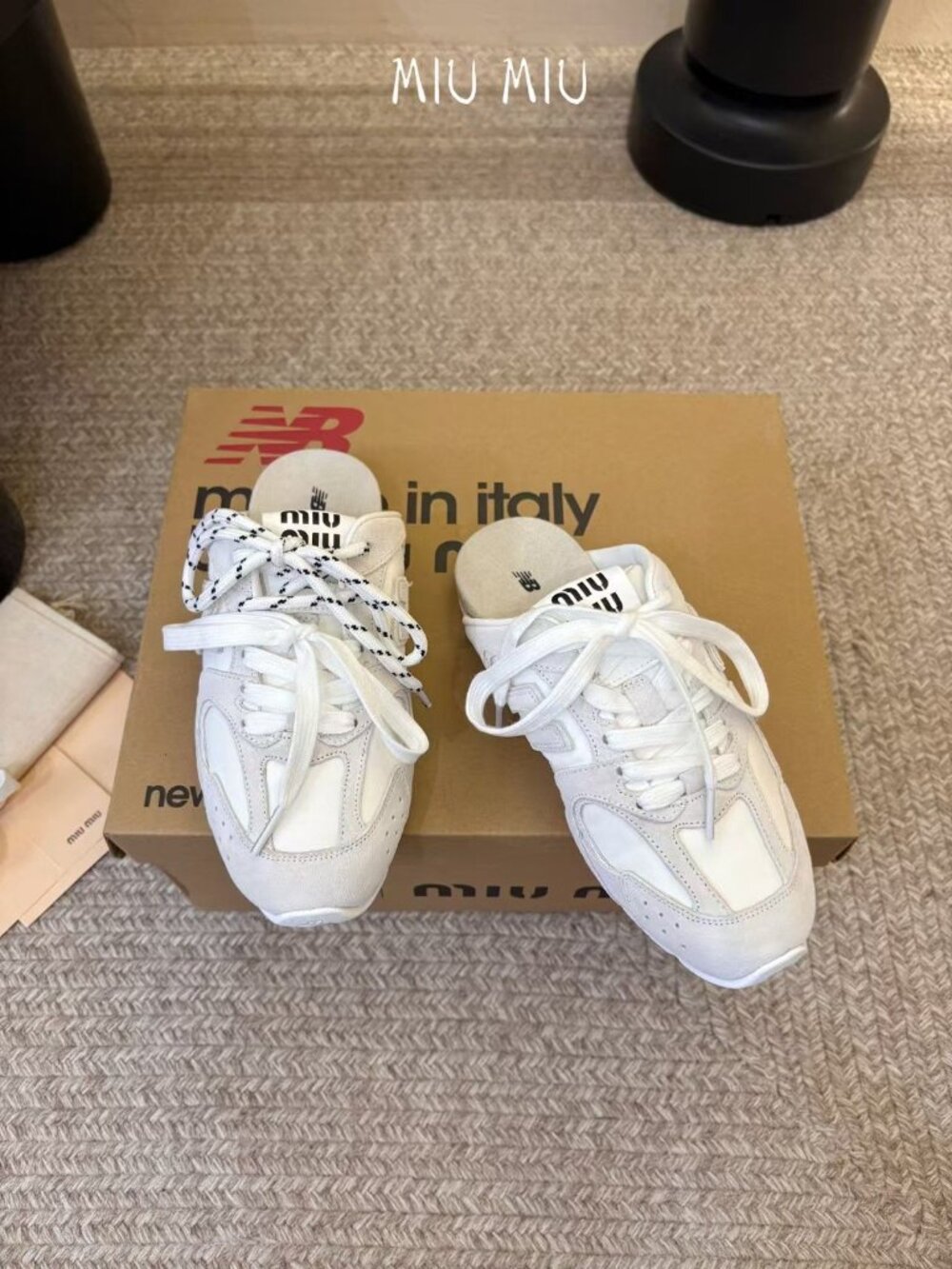 Miu Miu x New Balance White Slip On Mule Sneakers - Picture 2 of 5